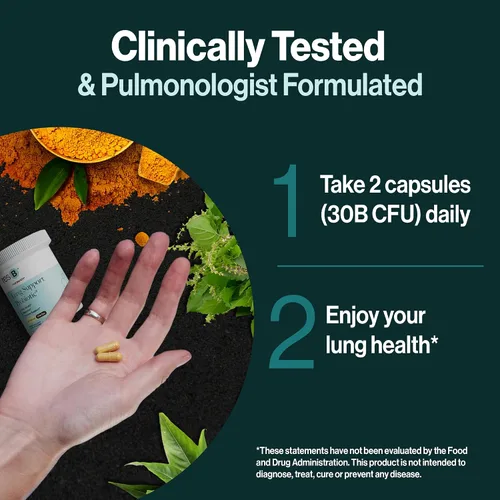 Vista 7 de resB Suplemento probiótico de apoyo pulmonar – Suplemento de salud pulmonar para fumadores, salud intestinal, apoyo inmunológico y digestivo