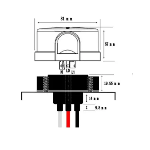 Vista 2 de AC 120V-277V Twist Lock Interruptor fotoeléctrico, sensor de fotocélula