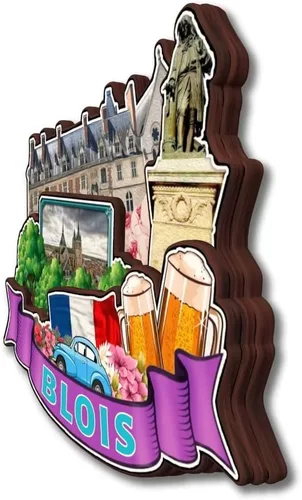 Vista 3 de Blois Centre-Val de Loire Francia - Imán de madera para nevera, colección 3D, hecho a mano, viajes, ciudad, recuerdos, nevera, regalo