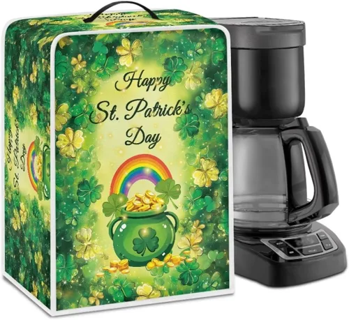 Vista 48 de Funda para cafetera, poliéster, azul, se adapta a la mayoría de máquinas de café estándar, protector resistente al polvo, huellas dactilares