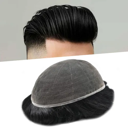 Vista 15 de Toupee para hombres completo francés encaje hombres toupee hairpieces 100% europeo sistema de reemplazo de cabello humano hombres piezas de pelo