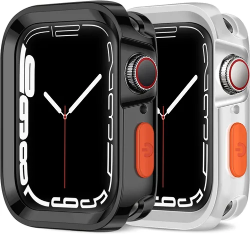 Vista 25 de Amizee 2 Pack Estuche Resistente Compatible con Apple Watch Serie 9/8/7 41mm SE 3/2/1 Serie 6/5/4 40mm, Funda Protectora Amortiguadora de TPU Blanda
