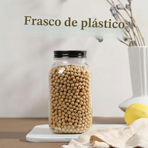 Vista 3 de novelinks Tarros de plástico de 32 onzas y tarros de plástico transparente Negro