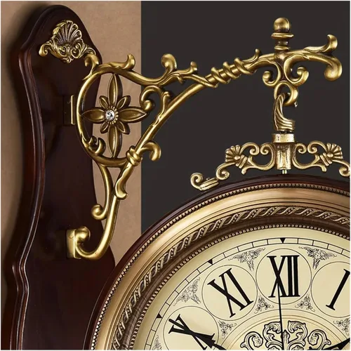 Vista 5 de Wall Clock Double Sided Clock Double Sided Quartz Wall Clock Simple Copper Art Wall Clock Creative Reloj Pared Decorativo Home Decoration-Style2-20