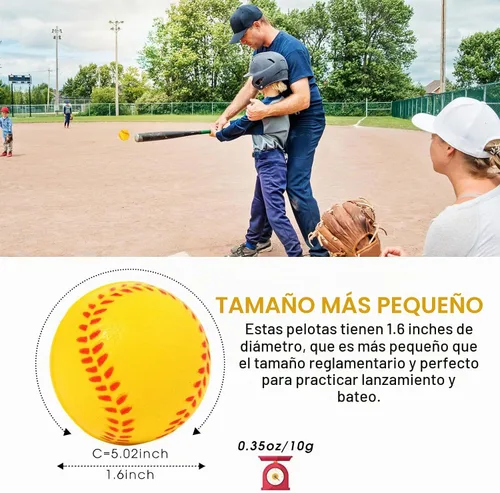 Vista 4 de Paquete de 20 mini pelotas de béisbol de espuma de 1.6 pulgadas, perfectas para practicar bateo y lanzar, mejorar tu precisión de bateo