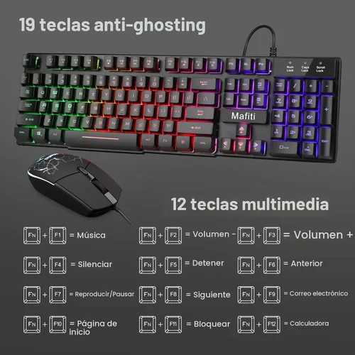 Vista 5 de Mafiti RK101 - Combo de ratón y teclado para computadora
