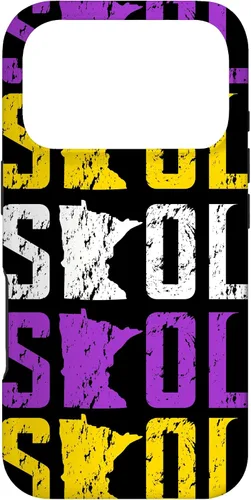Vista 29 de Funda para iPhone 13 Pro Max SKOL envejecido vikingo vintage morado y amarillo sobre negro