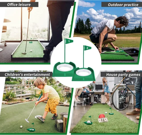 Vista 7 de Sotiff 9 Pack Golf Putting Cup and Flag Plastic Golf Hole Training Aids Training Putters for Indoor Outdoor Men Women Office Backyard Garage