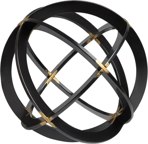 Vista 6 de Esfera decorativa: rojo envejecido de 4.5 x 4.5 pulgadas y galvanizado envejecido de 4 x 4 pulgadas y negro y dorado de 7 x 7 pulgadas, paquete