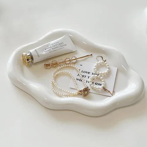 Vista 11 de Ceramic Jewelry Dish, Jewelry Tray Trinket Dish, Gold Cloud Trinket Tray Dorado