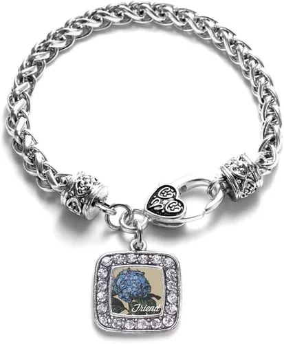 Vista 11 de Pulsera de dijes cuadrados de plata con joyería de circonita cúbica