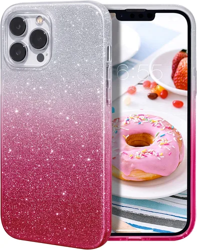 Vista 13 de MILPROX Funda compatible con iPhone 13 (2021), carcasa de gel de goma brillante con purpurina de 3 capas a prueba de golpes para iPhone 13 de 6.1