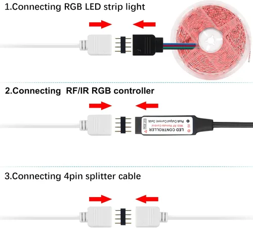 Vista 5 de RGBZONE 10 unids 4 Pin 0.394 in Conectores LED sin soldadura 4 Pin conductor tira a adaptador de corriente para puente de 0.394 in SMD RGB 5050 LED