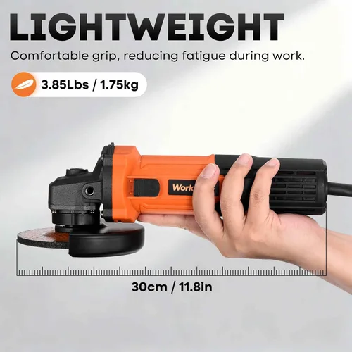 Vista 4 de Amoladora angular de 850W: Amoladora angular de 4-1/2 pulgadas - Amoladora angular de 11000RPM con 5 piezas de ruedas de corte y molienda, mango