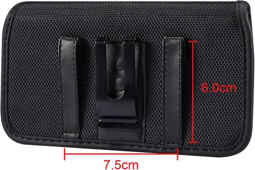 Vista 4 de Funda de nailon para teléfono celular con clip para cinturón, compatible con iPhone 14 Pro Max 13 Pro Max, funda horizontal para teléfono celular