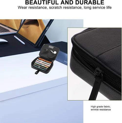 Vista 3 de Cabilock Watchband Organizer and Storage Pouch for Smartwatch Straps, Portable Multifunctional Wristband Carrying Case, Black Fiber