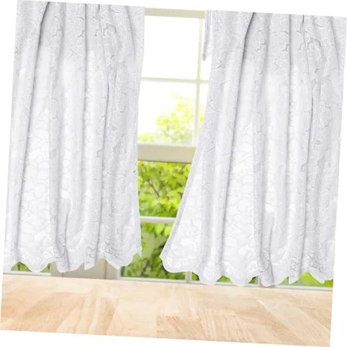 Vista 3 de LIFKOME Cortina corta de encaje para patio, cortinas de ventana de puerta, cortinas de puerta delantera, decoración de globos, panel de puerta