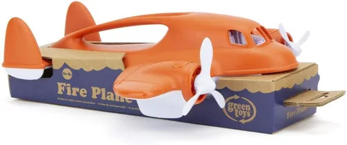 Vista 3 de Green Toys Fire Plane - Juego de simulación, habilidades motoras, vehículo de juguete de baño para niños. Sin BPA, ftalatos, PVC. Apto