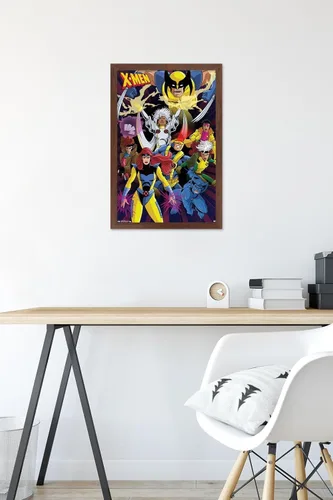 Vista 6 de Trends International Marvel Comics - The X-Men - Póster de pared impresionante, 14.725 x 22.375 pulgadas, versión enmarcada de caoba
