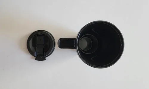 Vista 3 de Taza de viaje – Taza de bebida reutilizable aislada (24 onzas), negro, rojo y blanco