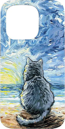 Vista 14 de Nebelung Gray Cat Starry Night Persian Russian Blue Art Case for iPhone 17