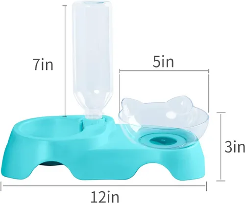 Vista 6 de MILIFUN Cuencos dobles para perros y gatos, juego de cuencos de agua y comida para mascotas, juego de cuencos inclinados de 15° para agua