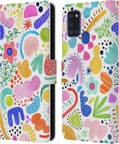 Vista 98 de Head Case Designs Officially Licensed Ninola Brushstrokes Black Summer Patterns Leather Wallet Case Compatible with Samsung Galaxy A07 4G