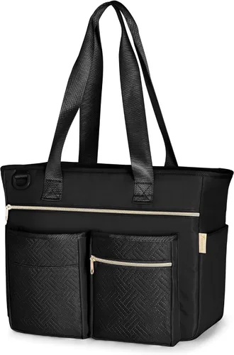 Vista 8 de Fasrom Bolsa de mano para profesores para mujer, bolsas grandes para Negro