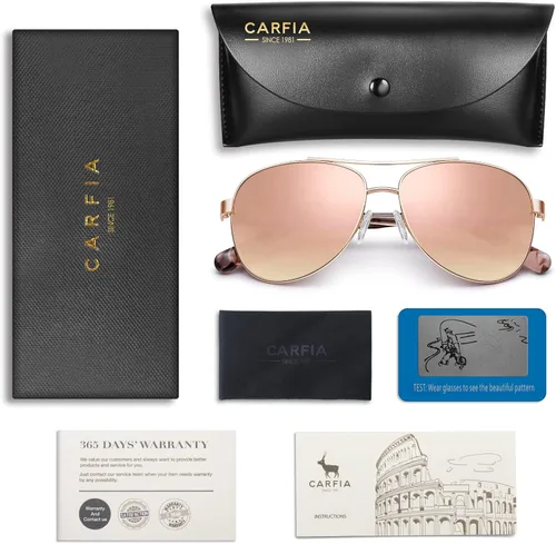 Vista 7 de CARFIA Gafas de sol polarizadas para mujer, protección UV, ultra ligeras, marco de metal, sombras CA3216