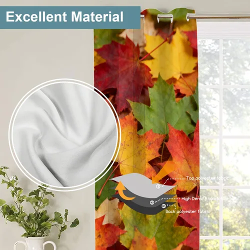 Vista 261 de Shrahala Orange Autumn Autumn Blackout Curtain Tiers, Fall Kitchen Valance Light Blocking Tier Drapes with Rod Pocket, 2 Pack 26 X 24 in