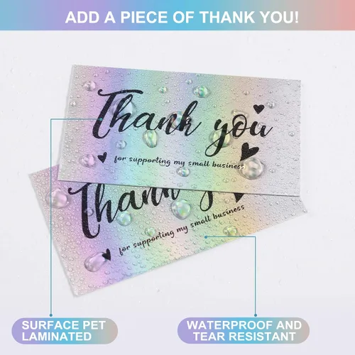 Vista 3 de 120 Tarjetas de Agradecimiento para Pequeñas Empresas, Mini 6 Estilos Tarjetas de Agradecimiento por Apoyar Notas de Compras Tarjetas