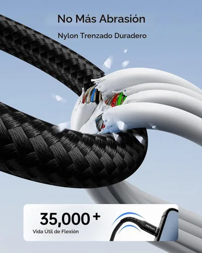 Vista 5 de Cable de carga múltiple corto de 1 pie, paquete de 2 cables de carga 3 en 1, cables universales trenzados para teléfono con conectores