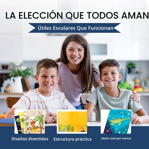 Vista 6 de 8 carpetas escolares – Lindas carpetas de bolsillo con 8 diseños únicos de dinosaurios en la parte delantera, trasera e interior – Carpetas