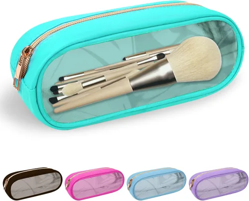Vista 24 de izuzta Nylon Lager Pequeño Slim Mini Maquillaje Bolsa Organizador, Beige, Viajes