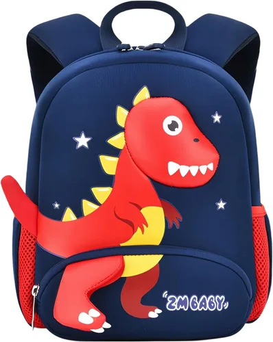 Vista 9 de Bansusu Mochila infantil antipérdida de dinosaurio para niños preescolares con correa de seguridad, mochila pequeña ligera para niños, bolsa
