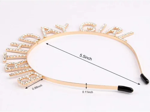 Vista 6 de AOPRIE Diadema de cumpleaños para niña, corona de tiara de cumpleaños para mujer