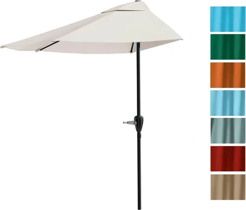Vista 4 de Pure Garden - Parasol para patio de media caña 50-145-B 9', color azul., Bronceado Canela