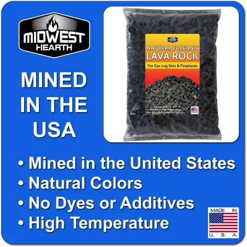Vista 4 de Midwest Hearth gránulos de roca volcánica natural para chimeneas