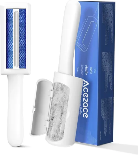 Vista 7 de ACE2ACE - Removedor de pelo de mascotas, rodillo reutilizable para pelos de gatos y perros, color azul Self Clean Cat Hair Remover with Dust Bin