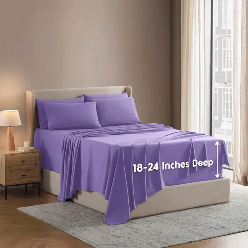 Vista 39 de Nestl - Juego de sábanas de bolsillo extraprofundo y de microfibra suave, 7 piezas, sábanas y fundas de almohada resistentes a la decoloración