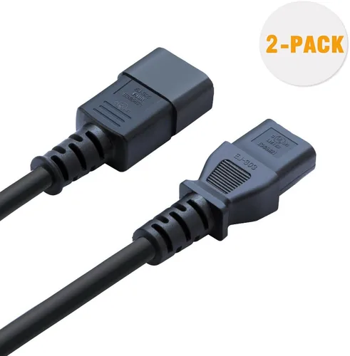 Vista 2 de CableCreation - Paquete de 2 cables de extensión de alimentación PDU C14 a C13 de 6 pies 18 AWG, 5.9 ft Cable de extensión de alimentación