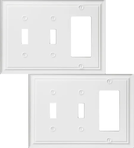 Vista 16 de OKAWYC Cubierta Individual de Interruptor de Luz en Blanco Luca Placa de Pared de Metal, Paquete de 4 Blanco 1 Gang, Cubierta de Interruptor de Luz