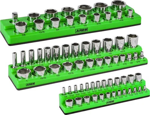 Vista 12 de ARES 70236 - Organizador magnético para 16 vasos SAE de 1/2 pulgada, para 15 vasos y 1 adaptador para vaso, mantiene tu caja de herramientas