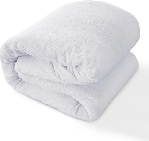 Vista 9 de LUX Décor - Protector de colchón de rizo completo 100 % impermeable, parte superior de tela de toalla suave, sin ruido, funda de colchón absorbente