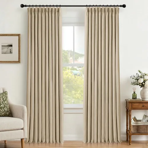 Vista 10 de CAPALOCA Cortinas extra de 60 pulgadas de ancho 100% opacas de 96 pulgadas Desnudo Natural