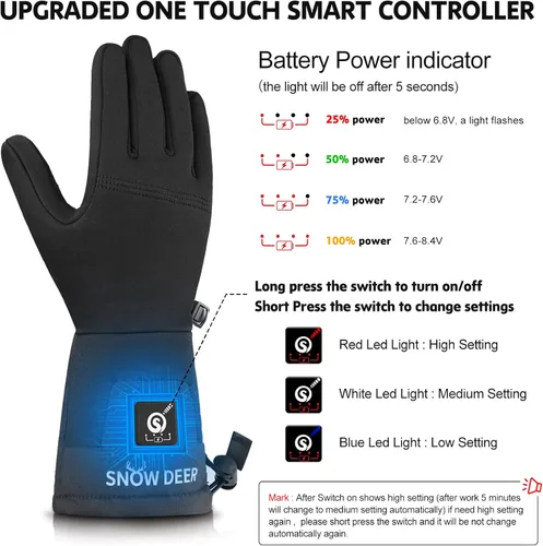 Vista 7 de Guantes térmicos para hombres y mujeres, batería recargable, para motocicleta, esquí, calentador de nieve, guantes para artritis