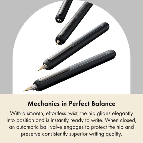 Vista 3 de Lamy diálogo negro – pluma estilográfica sin tapa con mecanismo de giro – Pluma de oro de 14 kt, parcialmente chapado en platino & en tamaño M