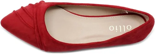 Vista 6 de Ollio Vestido de ballet para mujer, de gamuza sintética, plisado, punta puntiaguda, plano