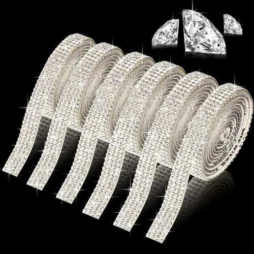 Vista 8 de Outus Rollo de cinta de diamantes de imitación de cristal autoadhesiva con diamantes de imitación para decoración de San Valentín, cumpleaños
