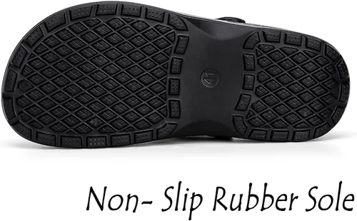 Vista 6 de Zuecos de chef para hombre, antideslizantes, con soporte para el arco, zapatos de enfermería de seguridad, zapatos de trabajo, resistentes al agua